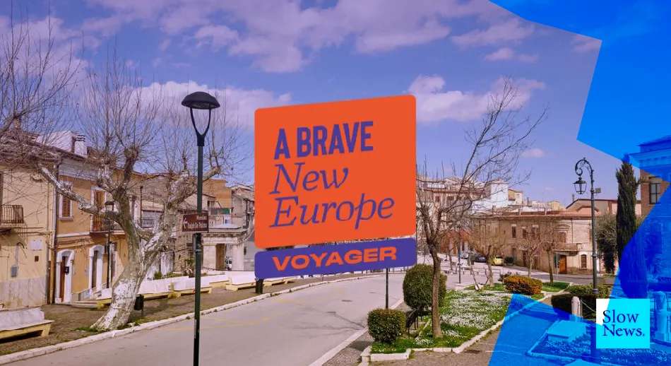 Immagine di un paese di campagna con logo del progetto A brave New Europe