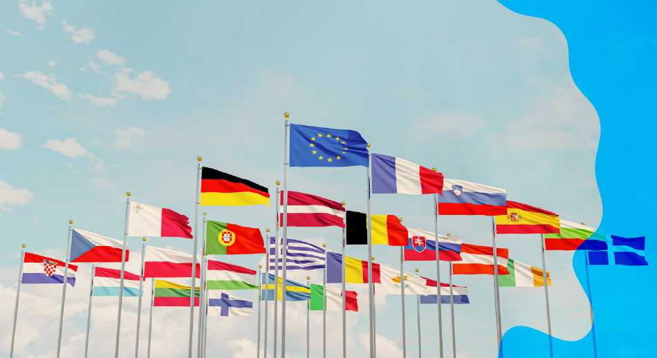 Bandiere europee per simboleggiare il nuovo QFP 2028-2034