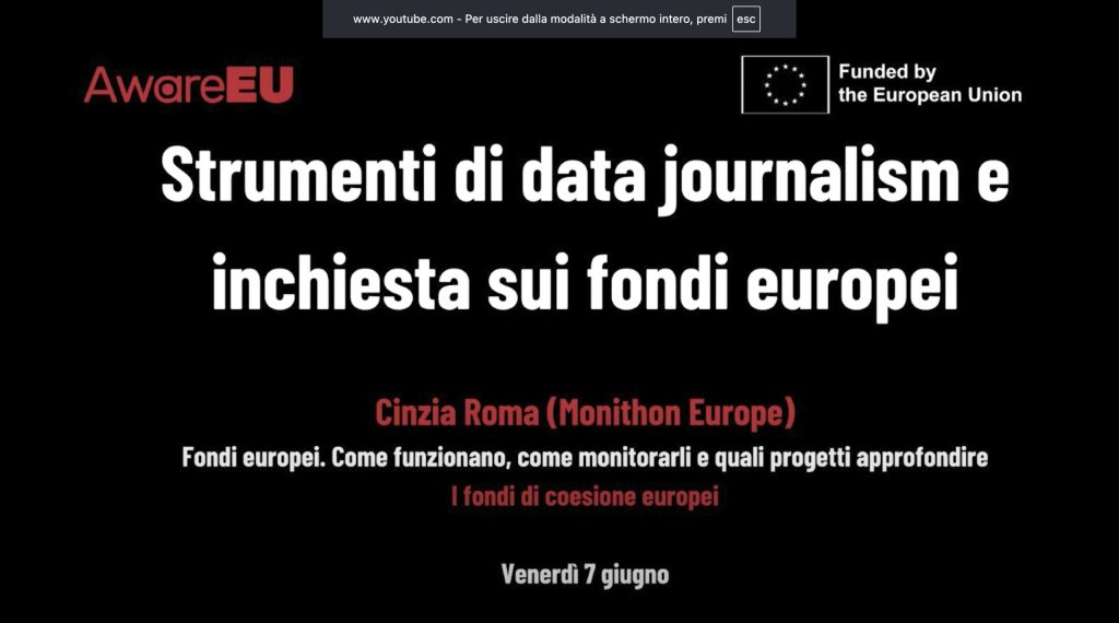 Scritta del corso di AwareEU dal titolo strumenti di data journalism