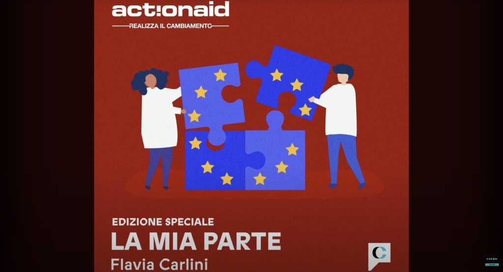 Scritta del podcast "La mia parte" del progetto di AwareEU episodio 1