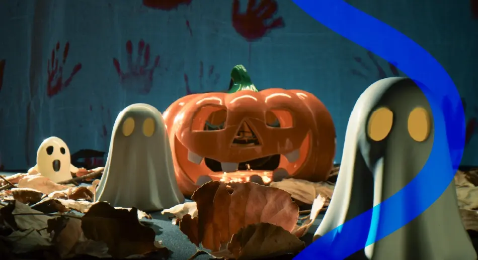 Zucche e fantasmi che rappresentano i mostri nella progettazione europea