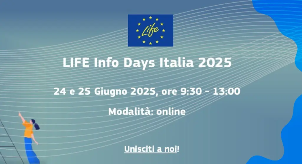 Graphic with the title “LIFE Info Days Italy 2025,” June 24 and 25