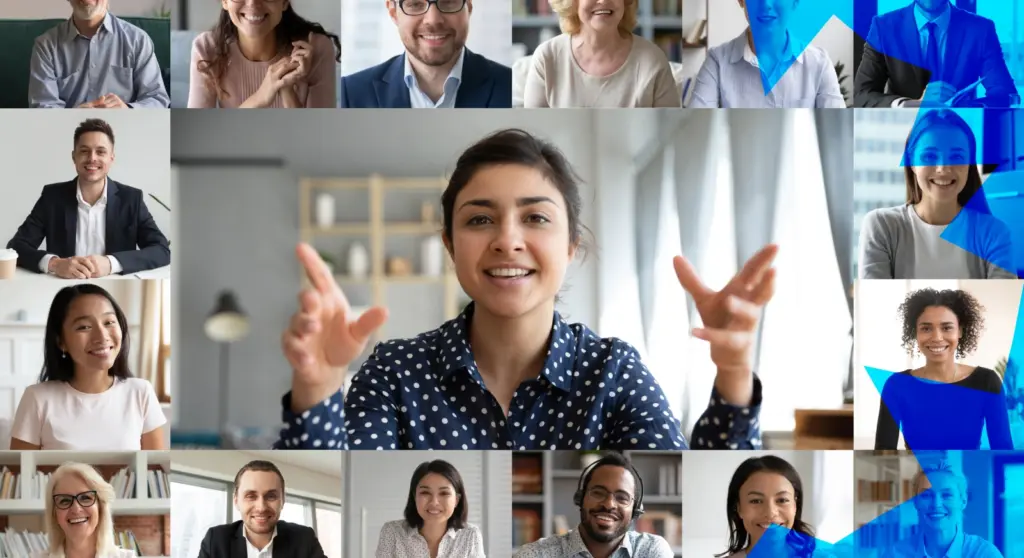 People participate in a European Commission webcast, a session for learning and discussion about EU programs and opportunities